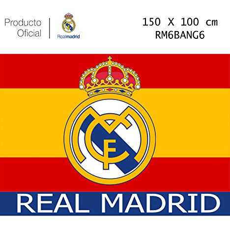 Producto Oficial Real Madrid Bandera del Real Madrid -Incluye Tatuajes(Colores De España 150x100CM)