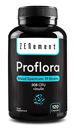 Proflora, Probióticos, 120 Cápsulas | 19 cepas (30 mil millones de UFC) + Inulina | Salud Digestiva & Sistema Inmune | de Zenement