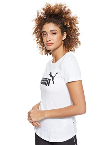 PUMA ESS Logo tee T-Shirt, Mujer, Puma White, S