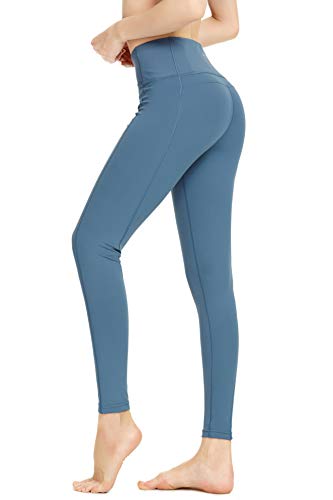 Queenieke - Leggings de yoga para mujer, 25 pulgadas, entrepierna, noveno pantalones Power Flex cintura media gimnasio Running Medias Azul azul (Army) M