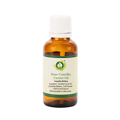 R V Essential Aceite puro de portador camelia 30ml (1.01oz)- Camellia Oleifera (100% puro y natural Prensado en frío) Pure Camellia Carrier Oil