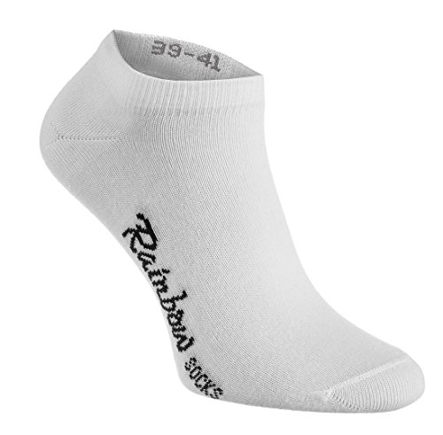 Rainbow Socks - Hombre Mujer Calcetines Cortos Colores de Algodón - 12 Pares - Blanco - Talla 39-41