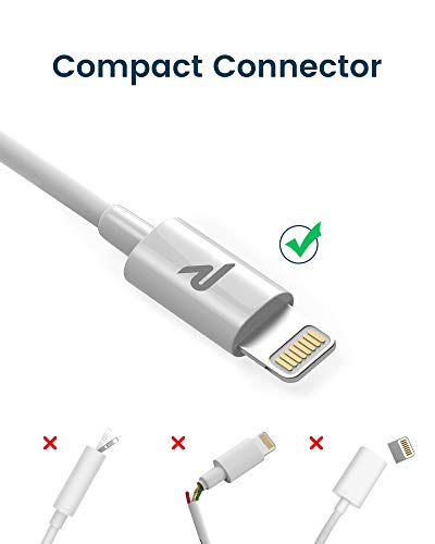 Rampow Cable Lightning Cable Cargador iPhone-[Apple MFi Certificado]-Garantía de por Vida-Compatible con iPhone XS MAX XR X 8 Plus 7 Plus 6S 6 Plus 5 5S 5C SE iPad iPod-Blanco 1m