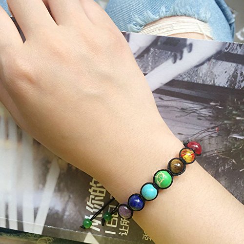 REFURBISHHOUSE 7 Cuentas de Equilibrio de curacion Chakra Pulsera Pulsera de energia de Yoga Vida Amantes del Arco Iris Joya Informal