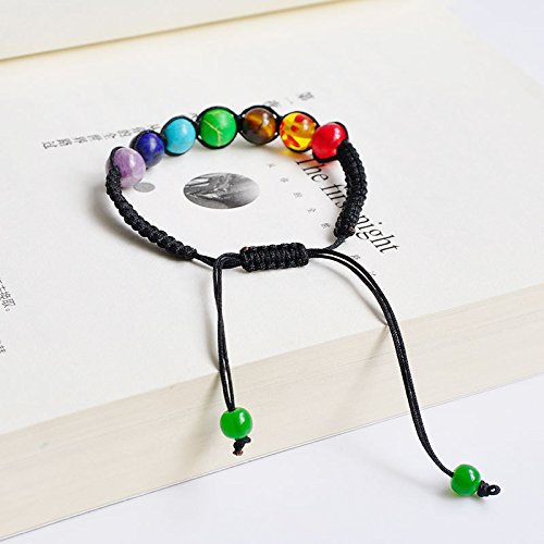 REFURBISHHOUSE 7 Cuentas de Equilibrio de curacion Chakra Pulsera Pulsera de energia de Yoga Vida Amantes del Arco Iris Joya Informal