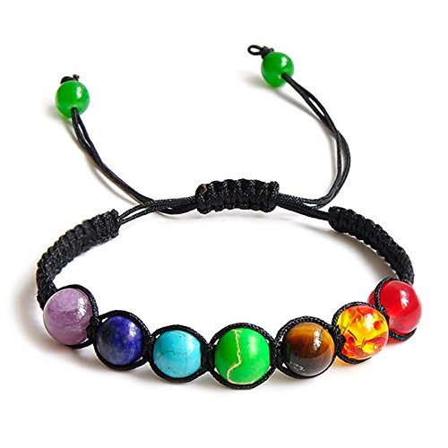 REFURBISHHOUSE 7 Cuentas de Equilibrio de curacion Chakra Pulsera Pulsera de energia de Yoga Vida Amantes del Arco Iris Joya Informal