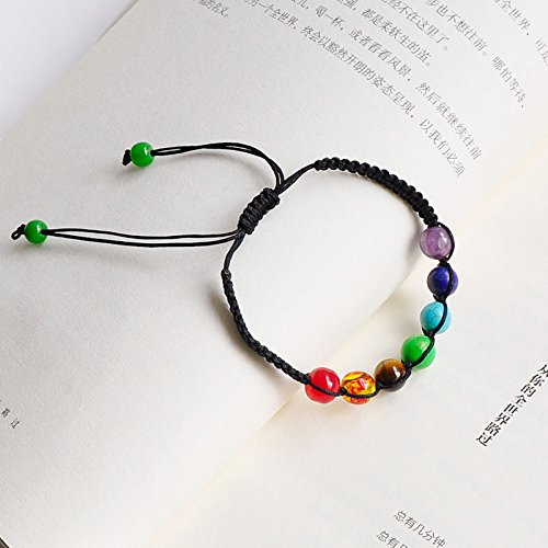 REFURBISHHOUSE 7 Cuentas de Equilibrio de curacion Chakra Pulsera Pulsera de energia de Yoga Vida Amantes del Arco Iris Joya Informal