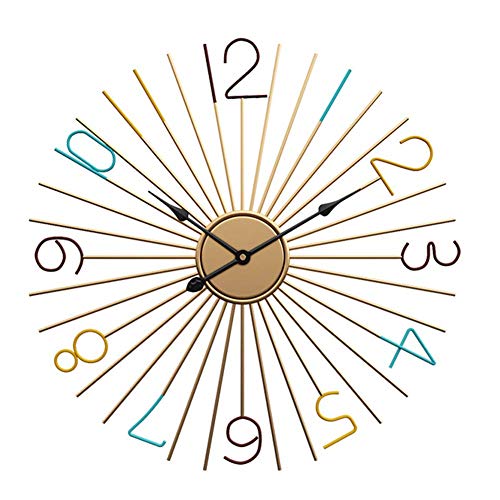 Reloj de pared de metal grande, números arábigos 3D sin marco Reloj de pared silencioso artesanal de hierro colorido hecho a mano para decoración moderna del hogar Colgante artesanal regalo, 60 cm