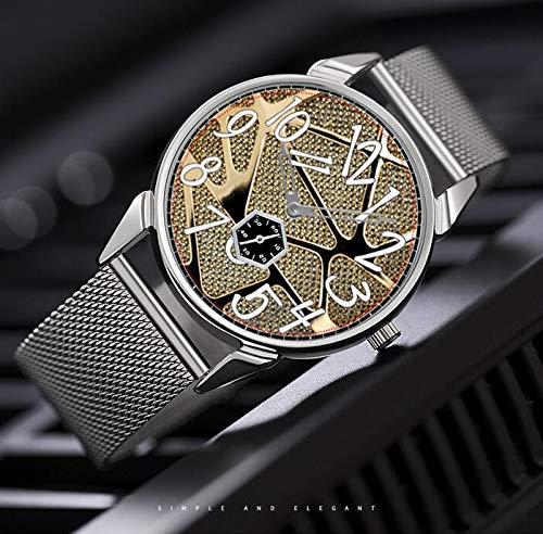 Reloj de pulsera para hombre de acero inoxidable plateado resistente al agua, marca superior, reloj de hombre de oro metálico, diseño Cut-Out-Custom