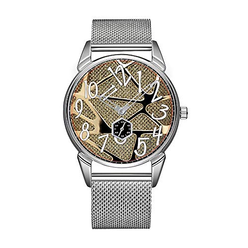 Reloj de pulsera para hombre de acero inoxidable plateado resistente al agua, marca superior, reloj de hombre de oro metálico, diseño Cut-Out-Custom