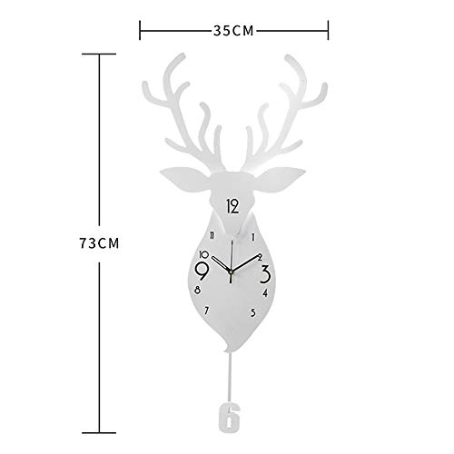 Reloj Reloj de pared - Nordic ciervos reloj Jefe de la sala de la personalidad creativa pared reloj moderno atmosférica decoración Silencio Reloj Reloj de pared de madera con el péndulo Te hacen sensi
