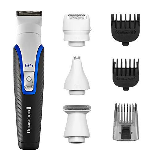 Remington G4 Graphite Series PG4000 - Recortador de Barba y Cortapelos, 7 Accesorios, Inalámbrico, Revestimiento de Grafito, para Vello Facial y de Nariz, Blanco y Negro