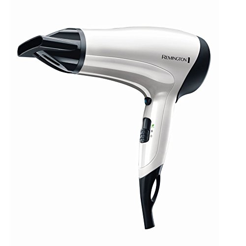 Remington Power Volume D3015 - Secador de Pelo, Secador Compacto, Difusor y Concentrador, 2000 W, Rejilla de Cerámica Iónica Antiestática, Blanco y Negro