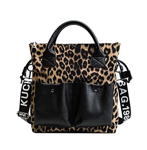 RFVBNM Elegante Leopardo Bolso de Gran Capacidad Bolso Femenino Peludo Bolso de un Solo Hombro Bolso Especial, Caqui