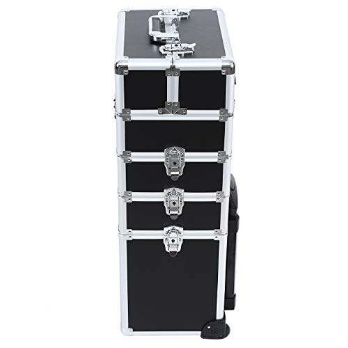 Ridgeyard 5 en 1 universal beauty case trolley Maletín para maquillaje Estuche de maquillaje Neceser de viaje- Negro con Silve Edge