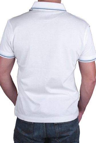 Roberto Cavalli Hombre Polo Camisa Muchos Coloros (Large, Blanco)