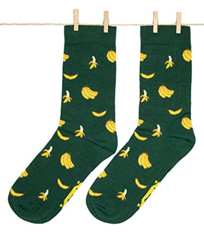 Roits Calcetines Bananas Verde 41-46 - Calcetines Originales Hombre Dibujos Divertidos