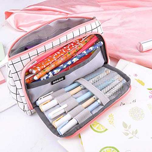 Rolin Roly Estuches Lienzo Cremallera Pencil Case Pouch for Boys Girls Adolescente Cosmética Bolsa Estuches Adecuado Escuelas y Oficinas Pen Holder (20x8.5x11cm)