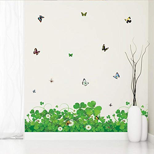 Romántico trébol fresco Rock Line Butterfly Flora DIY hogar apliques etiqueta de la pared extraíble cocina sala de estar mural chica habitación