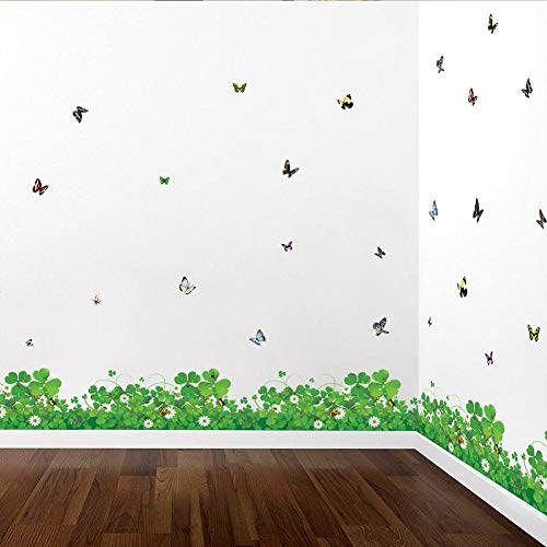 Romántico trébol fresco Rock Line Butterfly Flora DIY hogar apliques etiqueta de la pared extraíble cocina sala de estar mural chica habitación