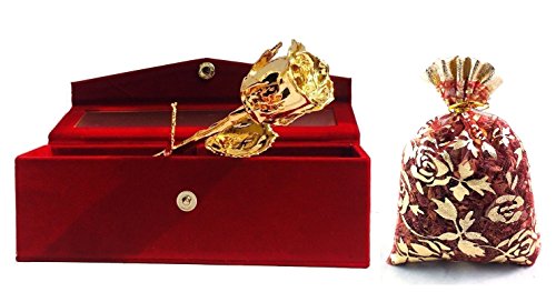 Rosa natural chapada en oro de 24 quilates de 15 cm con exclusiva caja de terciopelo rojo gratis 20 g rosa seca regalo para hombres, mujeres, niñas y niños