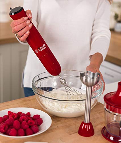 Russell Hobbs Desire - Batidora de mano 3 en 1 (500 W, Rojo, Cuchilla de Acero Inoxidable, sin BPA) - ref. 24700-56