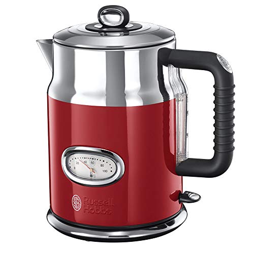 Russell Hobbs Retro - Hervidor de Agua Eléctrico (1,7 litros, Acero Inoxidable, 2400 W, Rojo) - ref. 21670-70