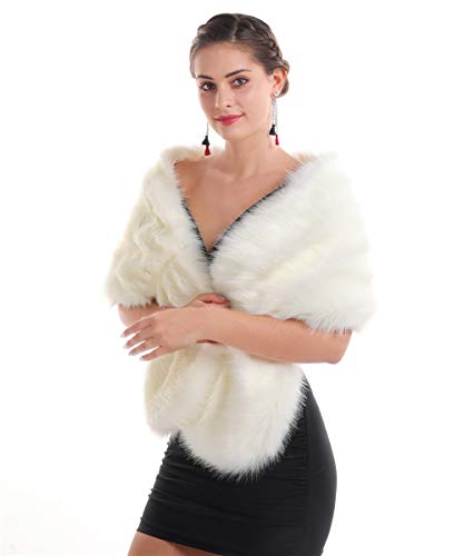 Saferin Chaqueta cuello abrigo bufanda de las mujeres cuello calentador para el abrigo de invierno para fiesta de boda (Chal Blanco)