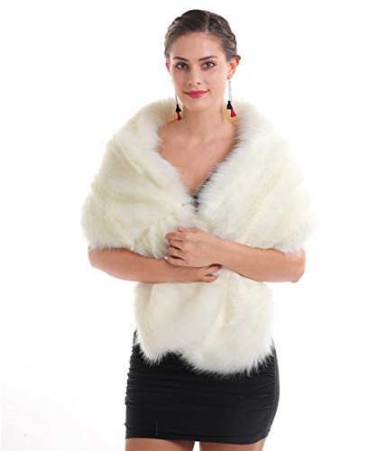 Saferin Chaqueta cuello abrigo bufanda de las mujeres cuello calentador para el abrigo de invierno para fiesta de boda (Chal Blanco)