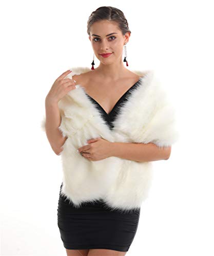 Saferin Chaqueta cuello abrigo bufanda de las mujeres cuello calentador para el abrigo de invierno para fiesta de boda (Chal Blanco)