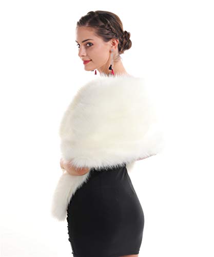 Saferin Chaqueta cuello abrigo bufanda de las mujeres cuello calentador para el abrigo de invierno para fiesta de boda (Chal Blanco)