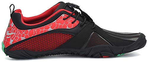 SAGUARO Hombre Zapatillas Barefoot de Trail Running para Mujer Zapatillas Minimalistas Antideslizante Fivefingers Barefoot Zapatos Rojo Manzana Caramelo 44 EU