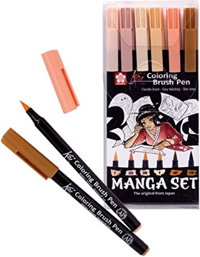 Sakura Koi Coloring Brush Pen Skin Tones 6 Pack