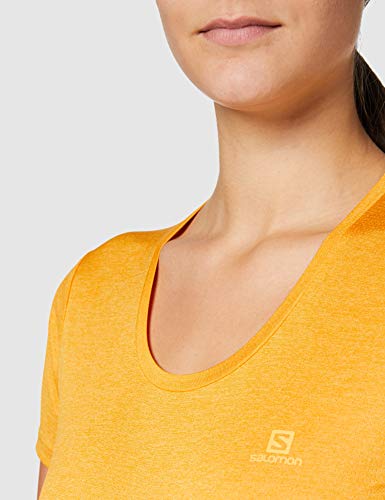 SALOMON Agile SS tee W Camiseta, Mujer, Autumn Blaze/Citrus/Heather, l