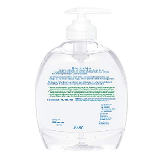 SANEX jabón líquido de manos zero sensitive dosificador 300 ml