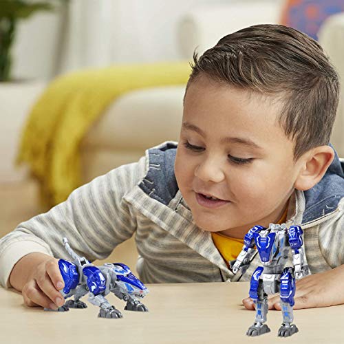 Sanggi Juguetes Robot Deformación, 2 EN 1 Niños Puzzle Juguetes Leopardo/León, Robot de Aleación Juguete para Los Niños Educación de la Primera Infancia, para Edades de 3 y más (Azul)