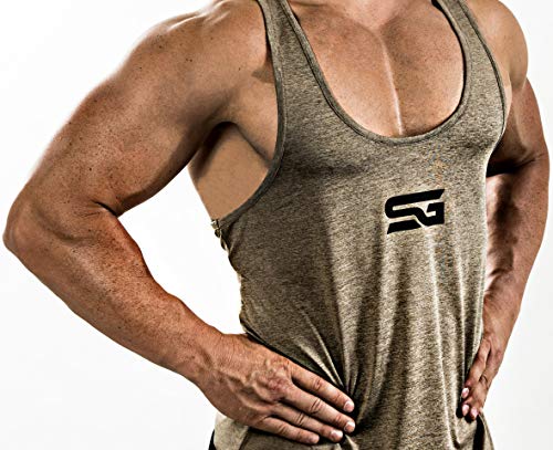 Satire Gym Camiseta Stringer para Hombre - Ropa Deportiva Funcional - Adecuada para Workout, Entrenamiento - Camiseta de Tirantes (Color Caqui Moteado, M)