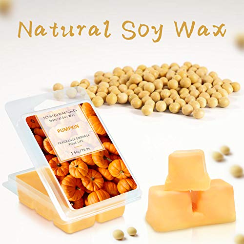 SCENTORINI Cubos de Cera de Fragancia, Cera de SOYA 100% derretida para lámpara de Fragancia, Paquete de 8 x 70.9 g, Manzana, Canela, Calabaza, Rubor peonía, Cedro de Invierno, etc.