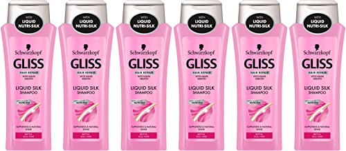 Schwarzkopf Gliss de seda líquida Champú Brillo 250ml - Paquete de 6