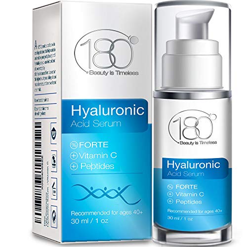 Serum de ácido hialurónico Forte & Vitamina C de 180 Cosmetics. No necesita jeringuillas serum ultraconcentrado con ácido hialurónico, Vitamina C & S rellena las líneas finas y arrugas. Serum antienvejecimiento, 15 ml