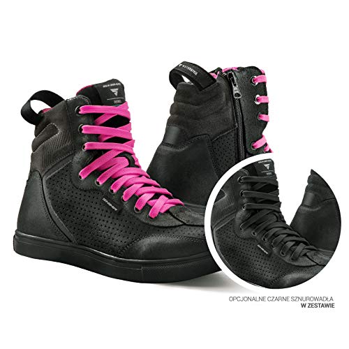 SHIMA Rebel Lady - Botas de Moto urbanas para Mujer, Color Negro Fluorescente, Talla 39