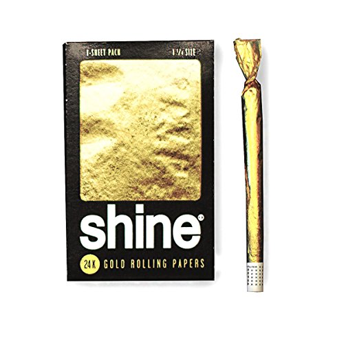Shine 24k Gold Rolling Papers - Papel de Fumar -Paquete de 1 Hoja Dorada de Liar Tabaco - Tamaño Grande Ultra Fino de Cañamo regular - Alta Calidad