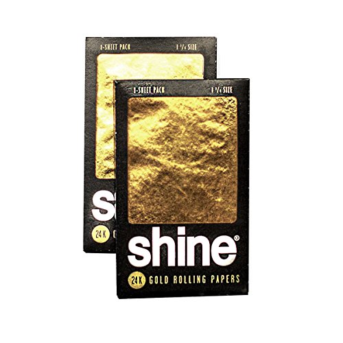 Shine 24k Gold Rolling Papers - Papel de Fumar -Paquete de 1 Hoja Dorada de Liar Tabaco - Tamaño Grande Ultra Fino de Cañamo regular - Alta Calidad