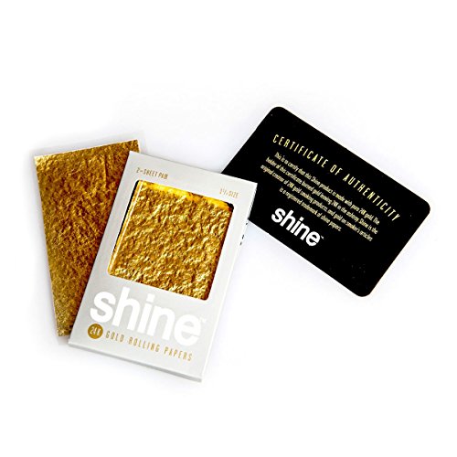 Shine 24k Gold Rolling Papers - Papel de Fumar -Paquete de 2 Hoja Dorada de Liar Tabaco - Tamaño Grande Ultra Fino de Cañamo regular - Alta Calidad