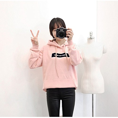 SHOBDW LiquidacióN Ventas Moda Sudadera con Capucha De Las Mujeres SóLida Sudadera Jumper Letter Pullover OtoñO Invierno Blusas De Manga Larga Blusa(Rosa,M)