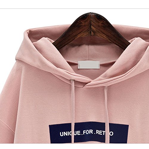 SHOBDW LiquidacióN Ventas Moda Sudadera con Capucha De Las Mujeres SóLida Sudadera Jumper Letter Pullover OtoñO Invierno Blusas De Manga Larga Blusa(Rosa,M)