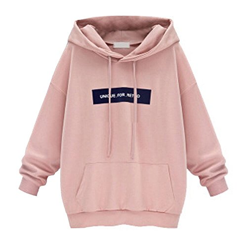 SHOBDW LiquidacióN Ventas Moda Sudadera con Capucha De Las Mujeres SóLida Sudadera Jumper Letter Pullover OtoñO Invierno Blusas De Manga Larga Blusa(Rosa,M)