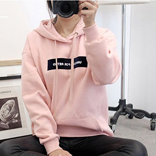 SHOBDW LiquidacióN Ventas Moda Sudadera con Capucha De Las Mujeres SóLida Sudadera Jumper Letter Pullover OtoñO Invierno Blusas De Manga Larga Blusa(Rosa,M)