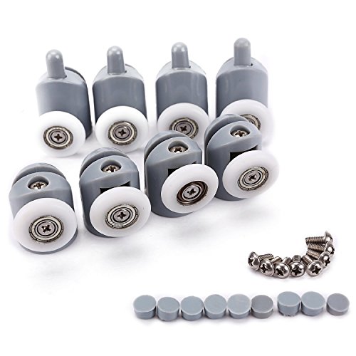 Shower Door Rollers, Lance Set of 8 Single Shower Door Runners/Wheels / Pulleys/Guides 23mm Diameter Home Bathroom DIY Replacement Parts(4 upper rollers and 4 bottom rollers) by Lance