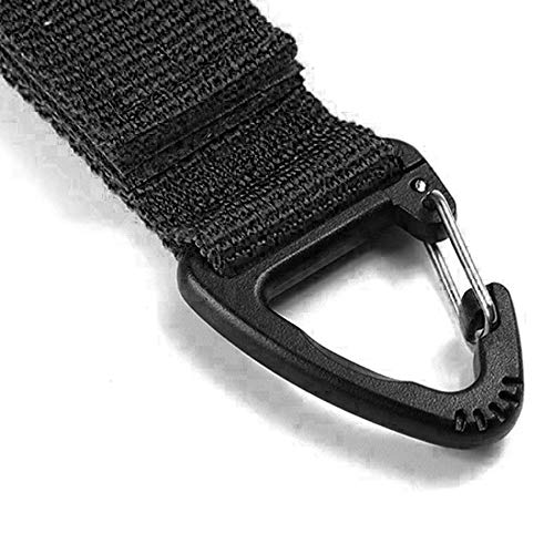 Shuny 4pcs Tactical Gear Carabiner Clip, Hebilla de Chaleco táctico, Cinta Multifuncional Gancho de Senderismo, Correas multifunción de Nylon, Hebilla Colgante Cinturón Llavero Titular .(Negro)